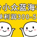 细分小众蓝海项目，一单利润3张，每月收入稳定过1w+