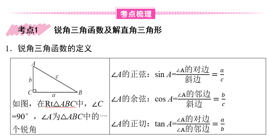 ++第十八讲+++解直角三角形++讲义+2026年中考数学一轮复习课件（广西）