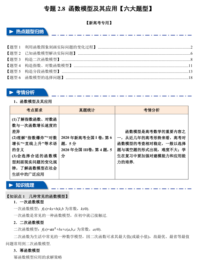 2026年高考数学一轮复习【举一反三】专练（新高考专用）专题练系列 2.8 函数模型及其应用【六大题型】