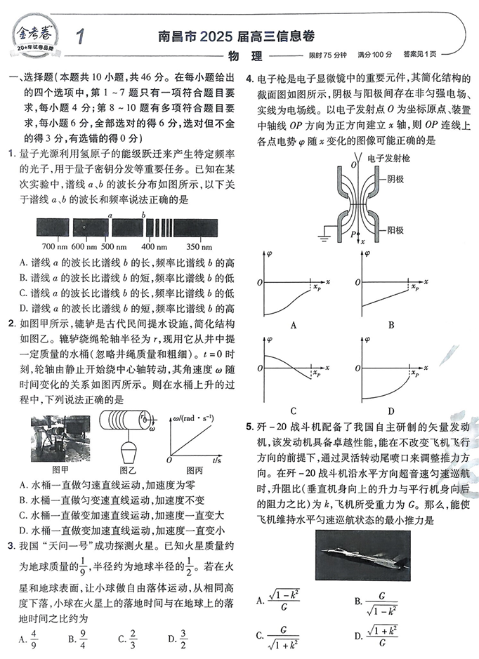 天星金考卷《2026新高考特快专递第2期》物理