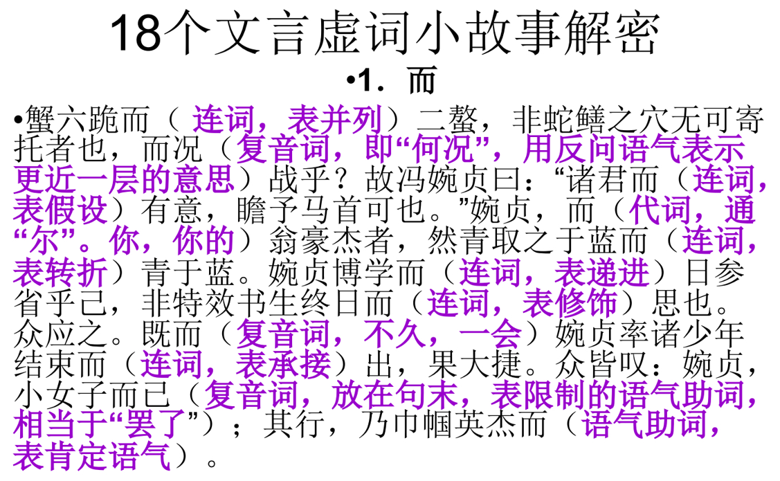 高三语文18个文言虚词小故事教师版+（共19张PPT）