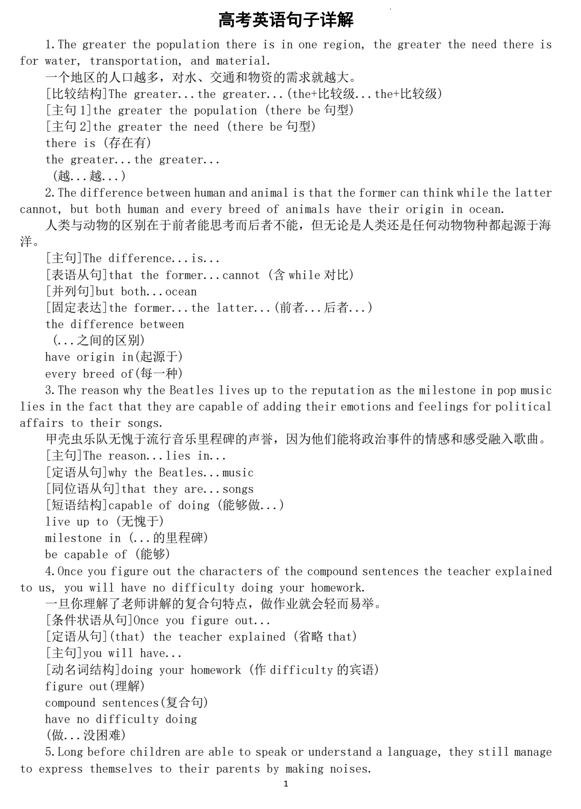 2026届高考英语句子详解系列0811（结构+词汇）（共20组）清单