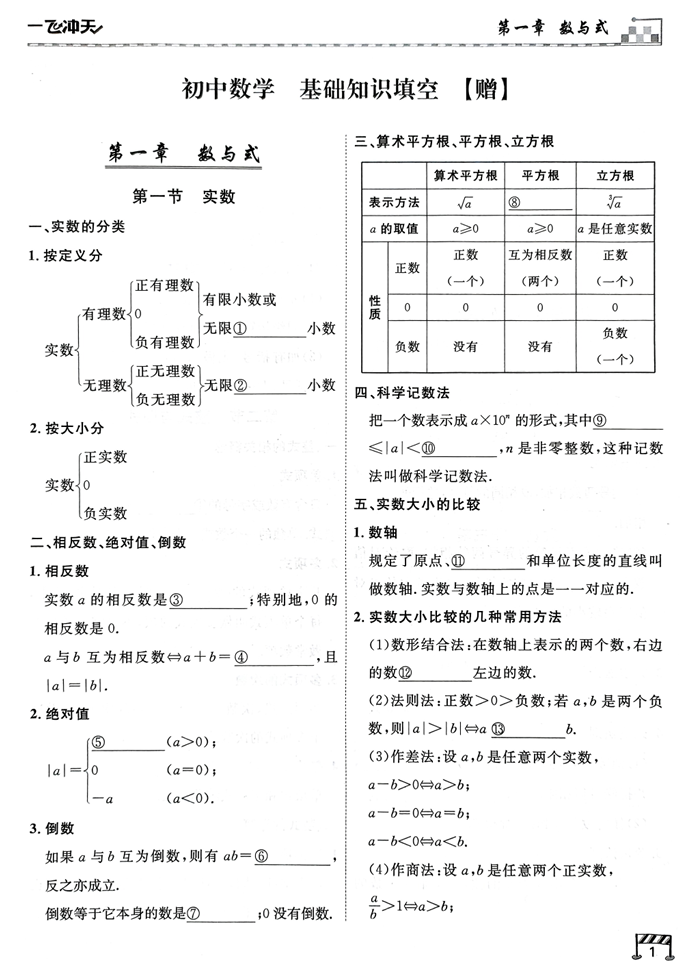 2026一飞冲天-中考专项精品试题分类-数学基础知识填空