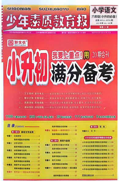 2024+2025版《少年素质教育报小升初满分备考》PDF电子版下载