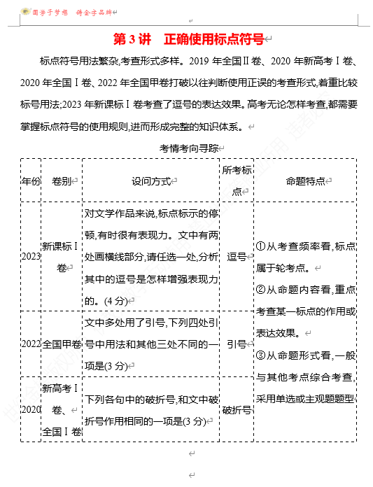  2026版《高中全程复习方略》 语文 强基版 专题七　第三节　第3讲　正确使用标点符号