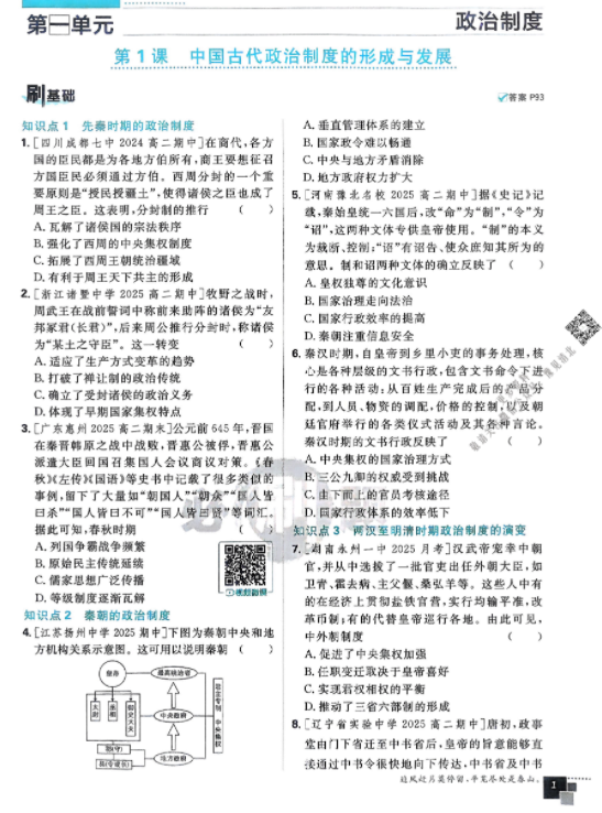 2026版高中必刷题历史选修1