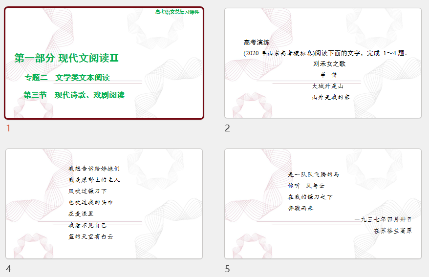 2025年高考语文总复习 第一部分 现代文阅读Ⅱ 专题二 第三节 现代诗歌、戏剧阅读 课件(共132张PPT)