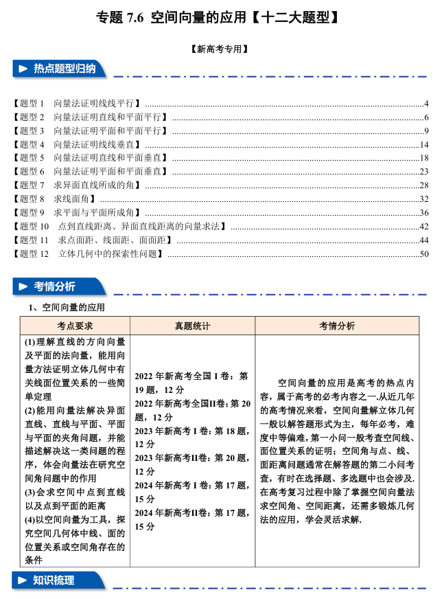 2026年高考数学一轮复习【举一反三】专练（新高考专用）专题练系列 7.6 空间向量的应用【十二大题型】