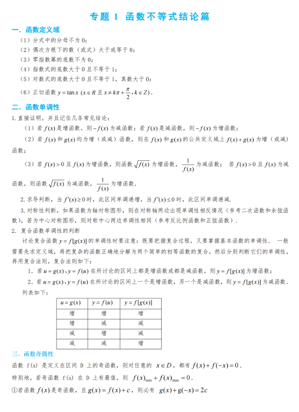 高考数学最新二级结论