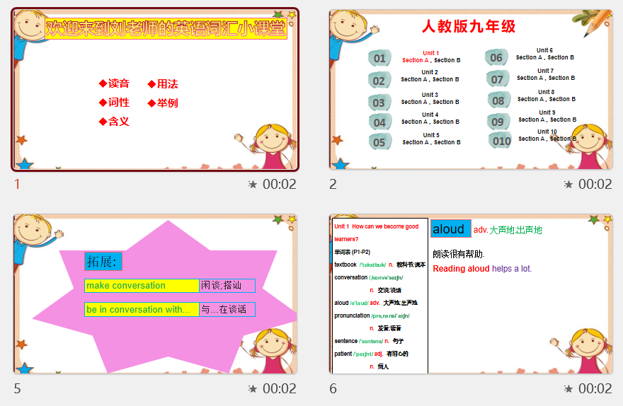 人教英语九年级单元词汇课件