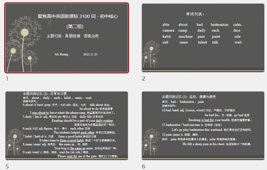 聚焦高中英语新课标+3100+词・初中核心（第二组）课件-2026届高三英语一轮复习专项