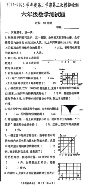 陕西省西安市未央区雷寨小学2024-2025学年五年级下学期6月模拟预测数学试题
