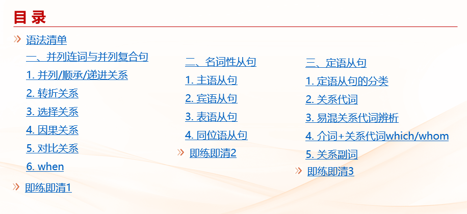 2026《53高考总复习A版》英语 课件及习题 专题七 并列复合句、主从复合句