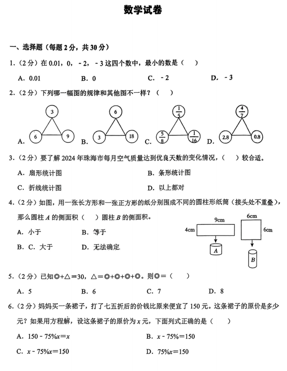 2025年吉林省长春市二道区长春五十二中赫行实验学校小升初数学试题
