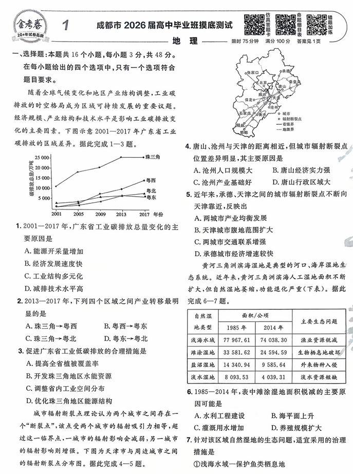 天星金考卷《2026新高考特快专递第3期》地理