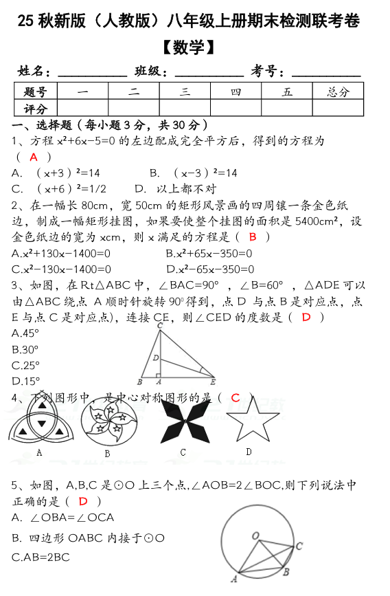 【2025秋新版】八年级【数学】上册期末检测联考卷（含答案）