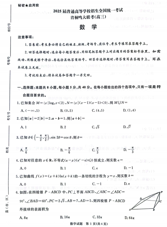 2025届河南省部分学校高三全真模拟模拟预测数学试题