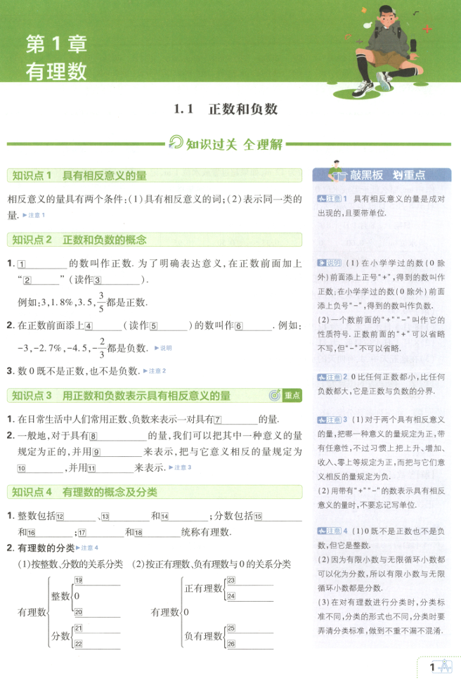  初中必刷题七上数学HK 狂K重点