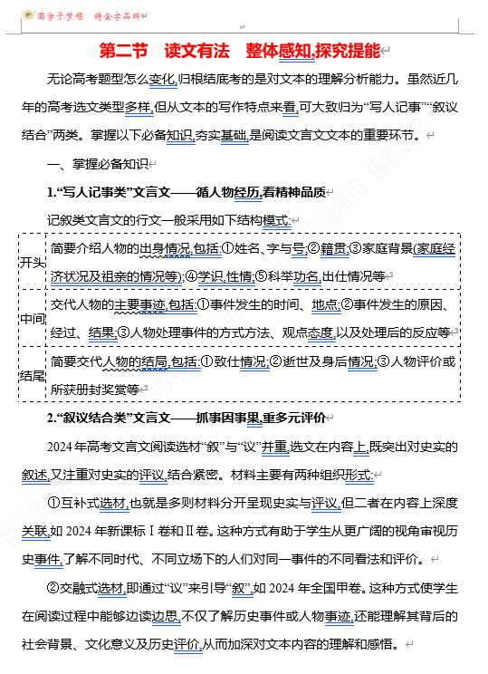 2026版《高中全程复习方略》 语文 强基版 专题四　第二节　读文有法　整体感知,探究提能