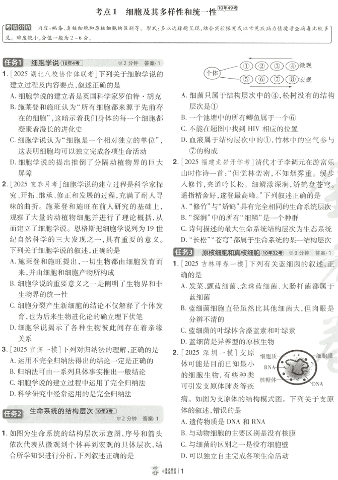 金考卷高考考点集训45天-高考生物（单选版）