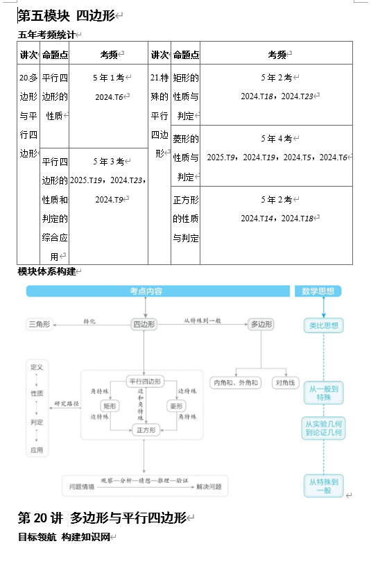 第五模块+四边形++学案+2026年中考数学一轮复习(河南)