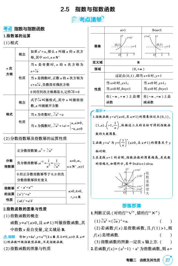 2026《53高考总复习A版》数学 精讲 2 5  指数与指数函数