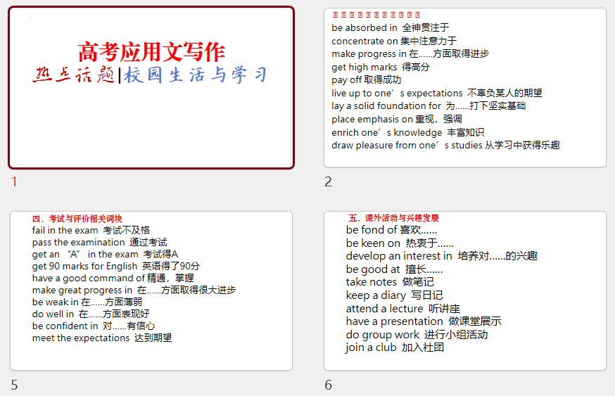 高考应用文校园生活与学习写作素材+课件-2026届高三英语上学期一轮复习专项