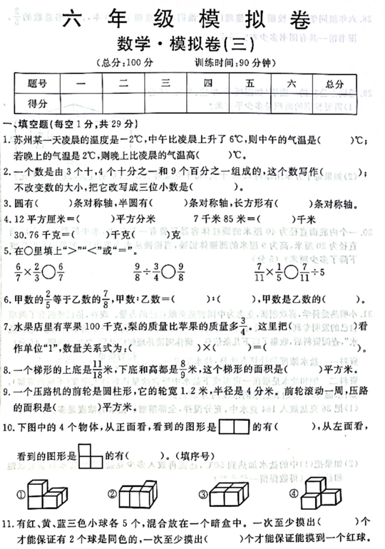 江西省吉安市井冈山市校联考2024-2025学年六年级下学期模拟预测数学试题