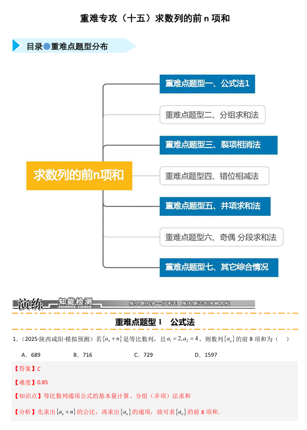 2026《高考数学•一轮复习重点难点题型》精练 重难专攻(十五) 求数列的前n项和(七类重难点题型精练)